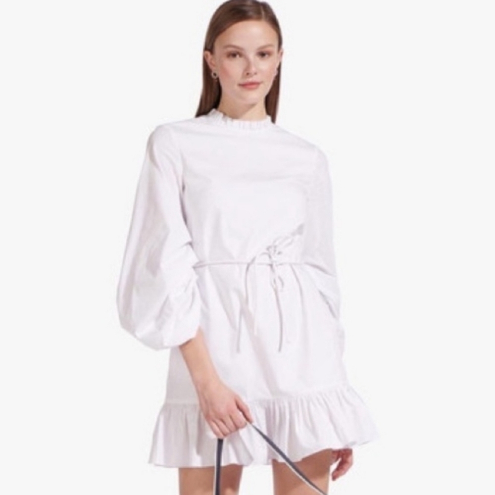 STAUD long sleeve Carolina Dress in white size 0